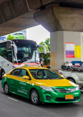 Bangkok Tayland 22 numara. Mai 2018 Tayland 'ın başkenti Bangkok' ta yoğun trafik var..