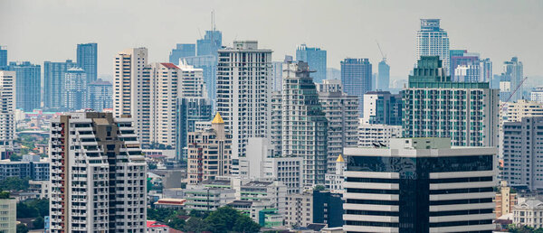 Bangkok city panorama skyscraper and cityscape of the capital of Thailand.