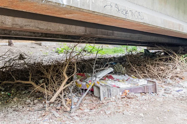 Sgradevolmente Correre Giù Poveri Sporche Vecchie Aree Della Metropoli Bangkok — Foto Stock