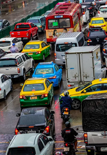 Bangkok Tailandia Mai 2018 Rush Hour Gran Atasco Tráfico Pesado — Foto de Stock