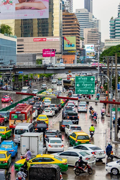 Bangkok Tailândia Mai 2018 Hora Rush Grande Engarrafamento Pesado Dia — Fotografia de Stock