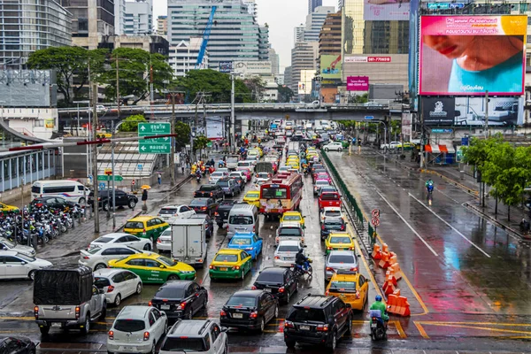 Bangkok Tailandia Mai 2018 Rush Hour Gran Atasco Tráfico Pesado —  Fotos de Stock