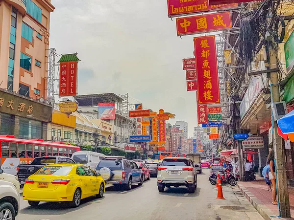 Bangkok Tailândia Mai 2018 Tráfego Pesado China Town Yaowarat Road — Fotografia de Stock