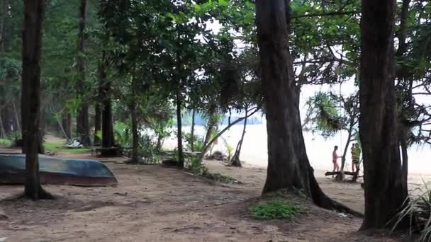 Playa Nai Thon Naithon Hermosa Vista Detrás Del Bosque Árboles — Vídeos de Stock