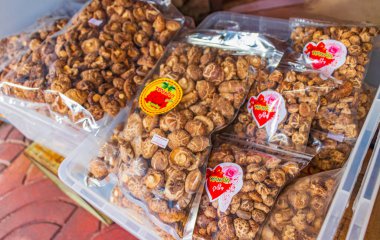 Bangkok Tayland 22 numara. Mai 2018 Markette kurutulmuş mantar Çin Mahallesi Bangkok Tayland.