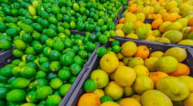 Playa del Carmen Meksika 'dan yeşil yeşil limon ve portakal deseni.