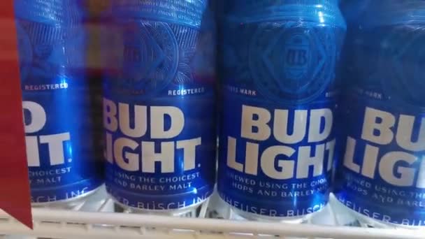 Bud Light Lattine Birra Americana Blu Frigorifero Messico — Video Stock