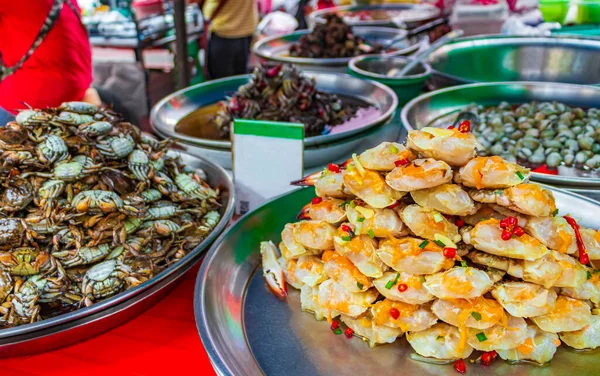 Selezione Frutti Mare Tailandese Cibo Cucina Cinese Street Food Vecchio — Foto Stock
