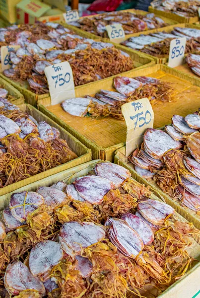 Vásárlás Szárított Tintahal Választék Tenger Gyümölcsei Thai Élelmiszer Kínai Konyha — Stock Fotó
