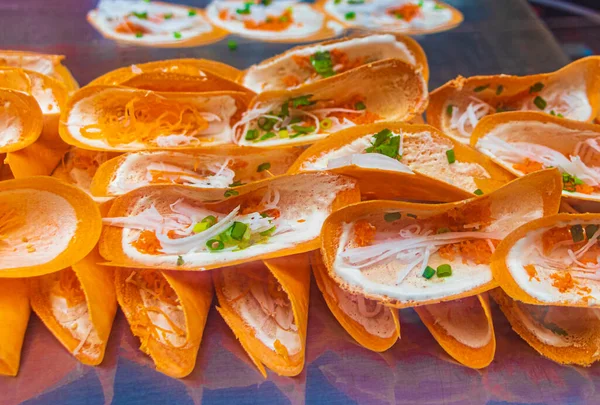 Crêpes Thaïlandaises Sucrées Aliments Thaïlandais Cuisine Chinoise Dans Rue Vieux — Photo