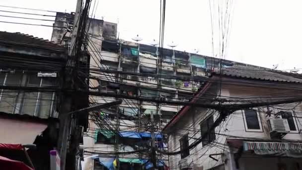 Bangkok Thaïlande Mai 2018 Chaos Absolu Câble Sur Poteau Électrique — Video