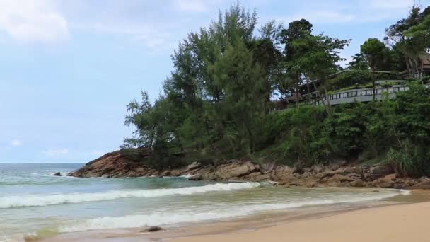 Nai Thon Naithon Beach Panorama Turkost Klart Vatten Phuket Thailand — Stockvideo