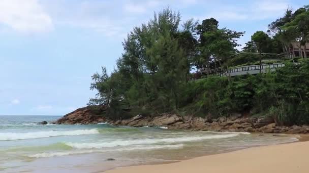 Nai Thon Naithon Beach Panorama Turkost Klart Vatten Phuket Thailand — Stockvideo