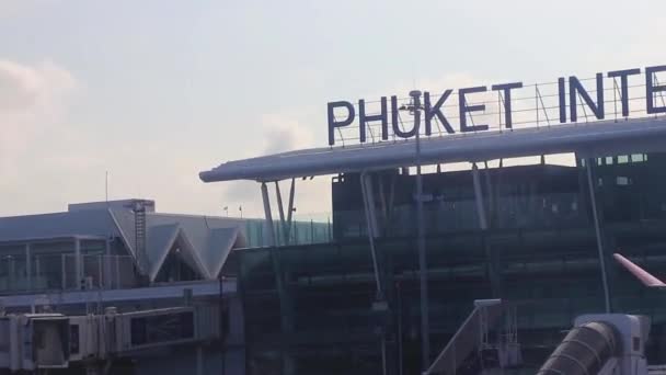 Πουκέτ Ταϊλάνδη Οκτώβριος 2018 Προσγείωση Στο Phuket International Airport Thalang — Αρχείο Βίντεο