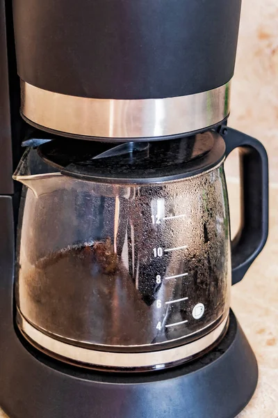 Caffettiera Nera Dal Messico Sfondo Crema Cucina Pulita — Foto Stock