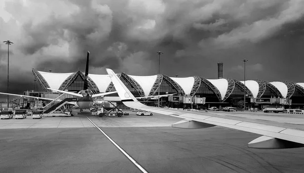 Bangkok Tailandia Mai 2018 Foto Blanco Negro Del Avión Nepal — Foto de Stock