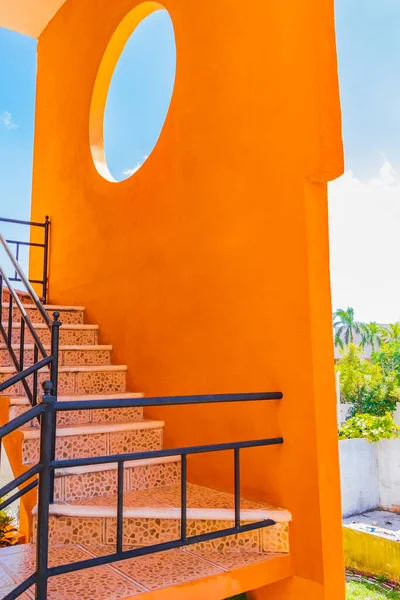 Típica Residencia Naranja Hotel Edificio Arquitectura Playa Del Carmen México — Foto de Stock