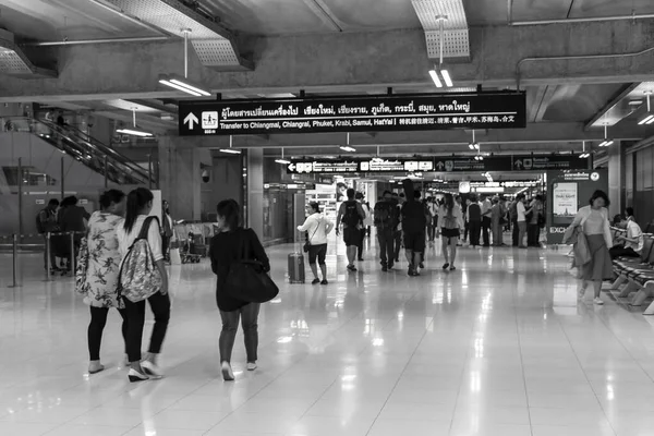 Bangkok Tailandia Mai 2018 Foto Blanco Negro Corredores Pasajeros Bangkok —  Fotos de Stock