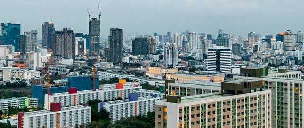 Bangkok city panorama skyscraper and cityscape of the capital of Thailand.