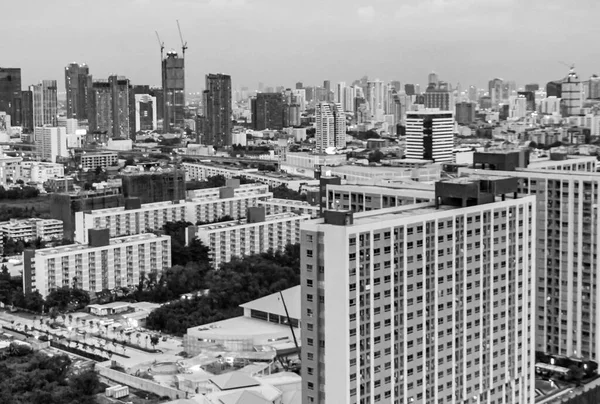 Черно Белый Снимок Панорамного Небоскреба Города Бангкока Городского Пейзажа Столицы — стоковое фото