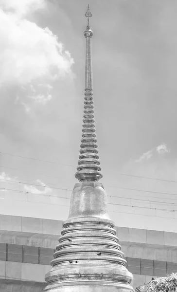 Foto Bianco Nero Wat Don Mueang Phra Arramluang Tempio Buddista — Foto Stock