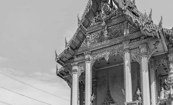 Foto Bianco Nero Wat Don Mueang Phra Arramluang Tempio Buddista — Foto Stock