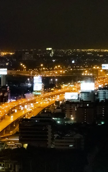 Panorama Ciudad Bangkok Noche Rascacielos Paisaje Urbano Capital Tailandia — Foto de Stock