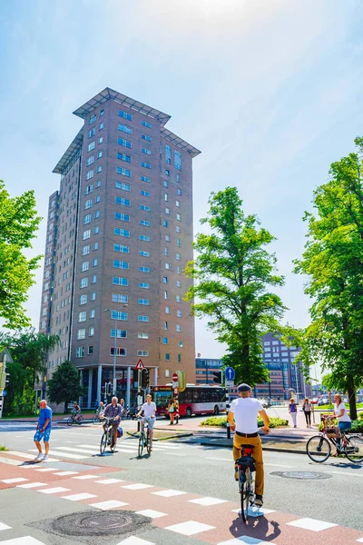 네덜란드 2013 Cityscape Panorama Building Bicycle Traffic Groningen Holland — 스톡 사진