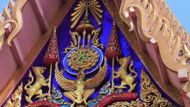 Красочный Ват Муанг Пхра Аррамлуанг Буддийский Храм Бангкок Таиланд — стоковое видео