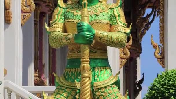 Templo Guardião Yaksha Wat Don Mueang Phra Arramluang Bangkok Tailândia — Vídeo de Stock