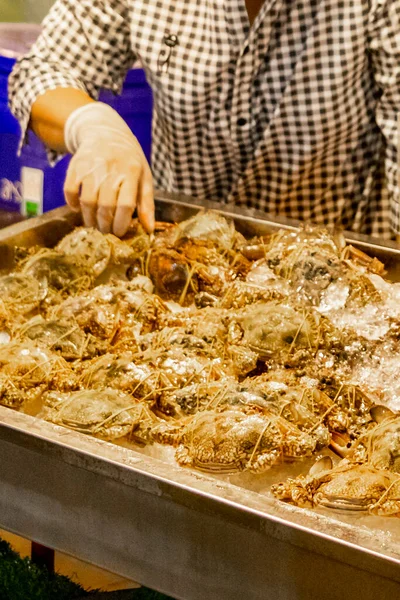 Levende Krabben Kreeften Thaise Nacht Markt Straatvoedsel Huai Khwang Bangkok — Stockfoto