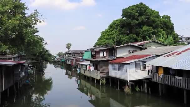 Prem Prachakon Kanal Nehri Boyunca Yaşam Don Mueang Bangkok Tayland — Stok video