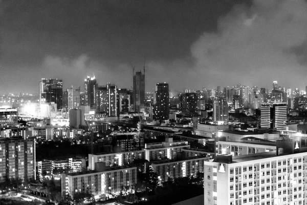 Bangkok Thailand Mai 2018 Stadtpanorama Bangkok Bei Nacht Mit Sturm — Stockfoto