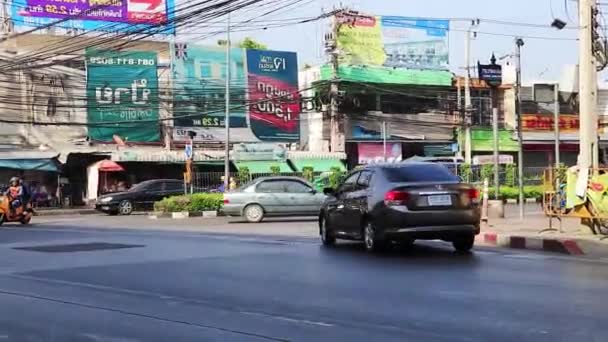 Bangkok Thailand Januar 2020 Stadtleben Straßen Autos Menschen Verkehr Don — Stockvideo