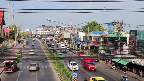 Bangkok Thailand Januar 2020 Stadtleben Straßen Autos Menschen Verkehr Don — Stockvideo