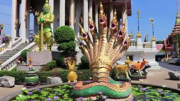 Dragões Wat Don Mueang Phra Arramluang Templo Budista Bangkok Tailândia — Vídeo de Stock