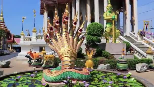 Sárkányok Wat Don Mueang Phra Arramluang Buddhista Templom Bangkok Thaiföld — Stock videók