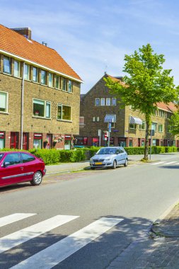 Groningen Hollanda 18. Haziran 2013 Cityscape Panorama binaları bisiklet trafiği Groningen Hollanda Hollanda