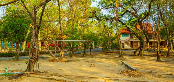 Children playground house and school in a natural park between green nature in Don Mueang Bangkok Thailand.