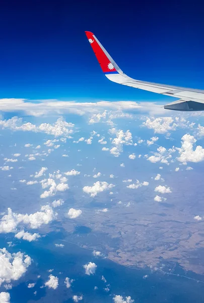 Bangkok Thailand Mai 2018 Flying Nepal Airline Beautiful Clouds Countryside — Stock Photo, Image