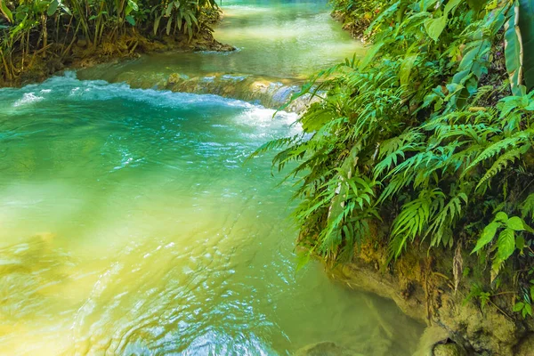 Самые Красивые Водопады Мира Бирюзовый Водопад Куанг Луанг Прабанг Лаос — стоковое фото