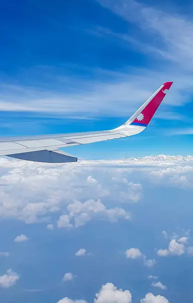 Himalája Nepál Mai 2018 Nepál Airline Repülőgép Repülés Felett Mount — Stock Fotó
