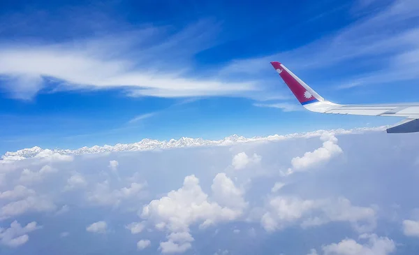 Himalája Nepál Mai 2018 Nepál Airline Repülőgép Repülés Felett Mount — Stock Fotó