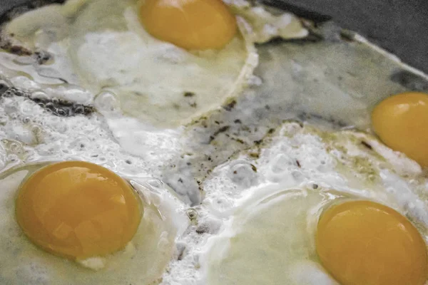 Bak Eieren Bak Gebakken Eieren Pan Ochtend — Stockfoto