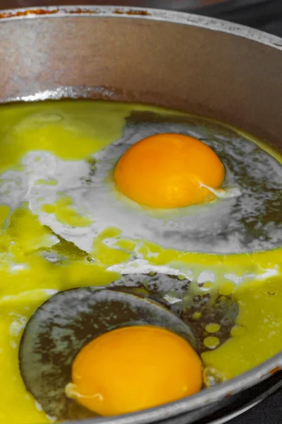 Bak Eieren Bak Gebakken Eieren Pan Ochtend — Stockfoto