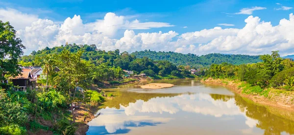 Panorama Del Paesaggio Fiume Mekong Città Luang Prabang Laos Tour — Foto Stock