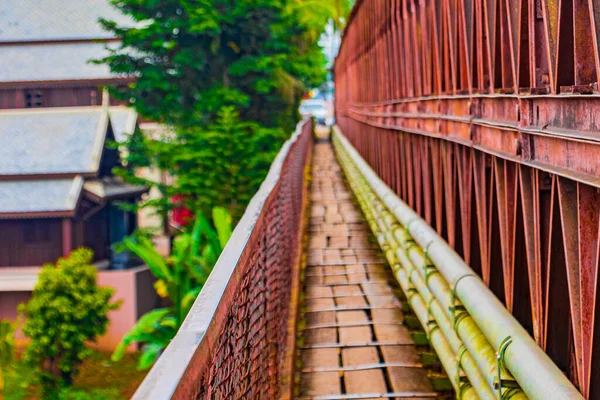 洛阳普拉邦老桥 老挝亚洲木桥 — 图库照片