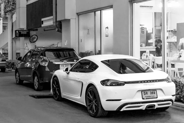 Bangkok Tailandia Mai 2018 Foto Blanco Negro Coche Deportivo Estacionado —  Fotos de Stock