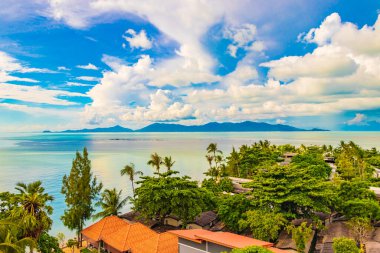 Muhteşem Koh Samui adası plajı ve Tayland 'daki Koh Pha-ngan manzaralı manzara..