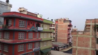 Katmandu Nepal 21. Mai 2018 Sinamangal Katmandu Nepal 'de kirli tozlu sokak inşaat alanı.